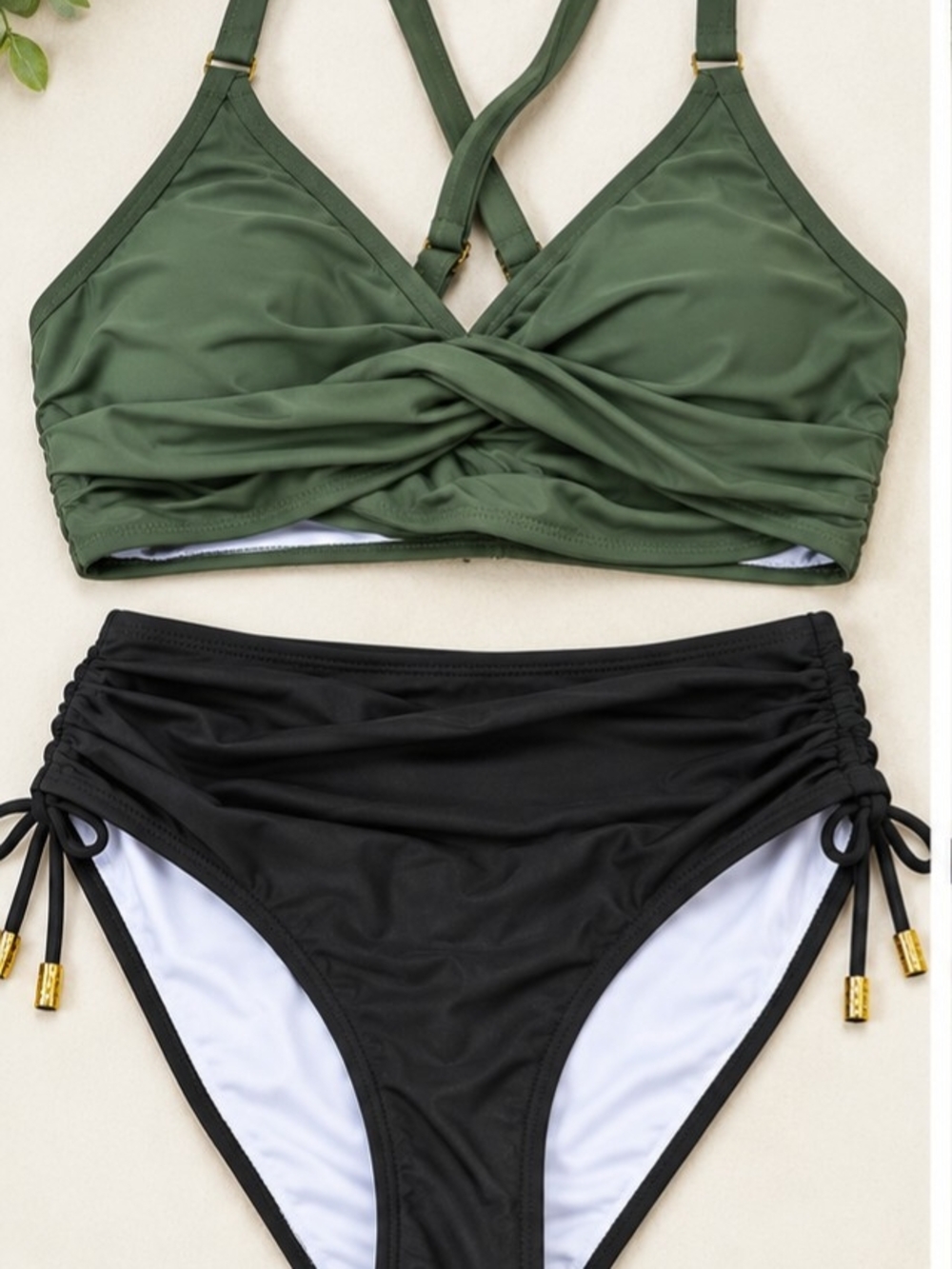 Green & Black Bikini Set Size XL Brand New